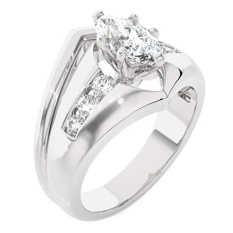 Certified 2 1/3Ct TW Marquise Diamond Engagement Ring Gold Lab Grown