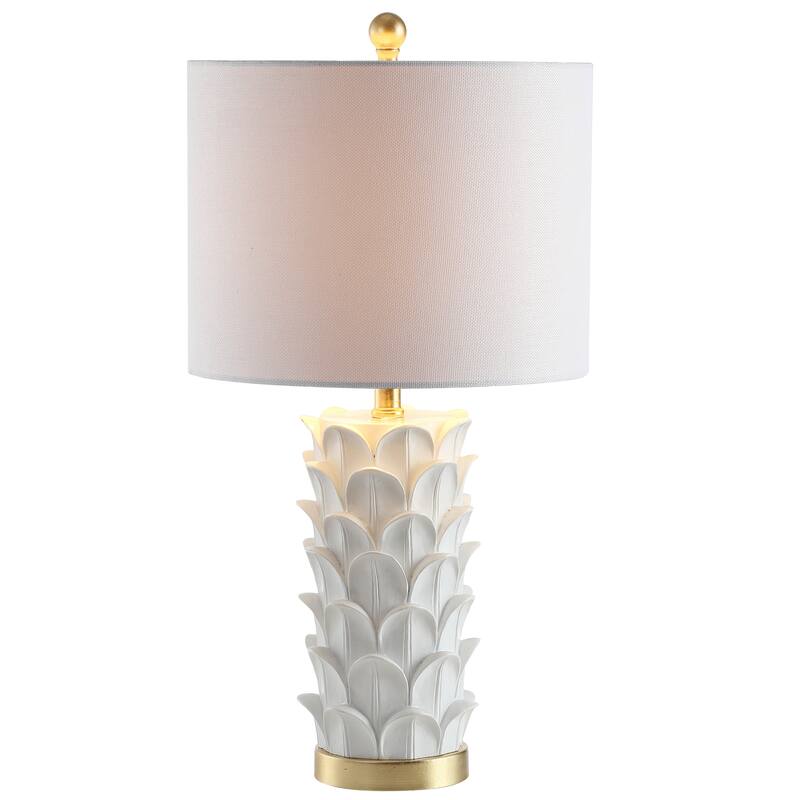 SAFAVIEH Lighting Deepika 25-inch White/ Gold LED Table Lamp (Set of 2) - 13"x13"x25" - 13Wx13Dx25H