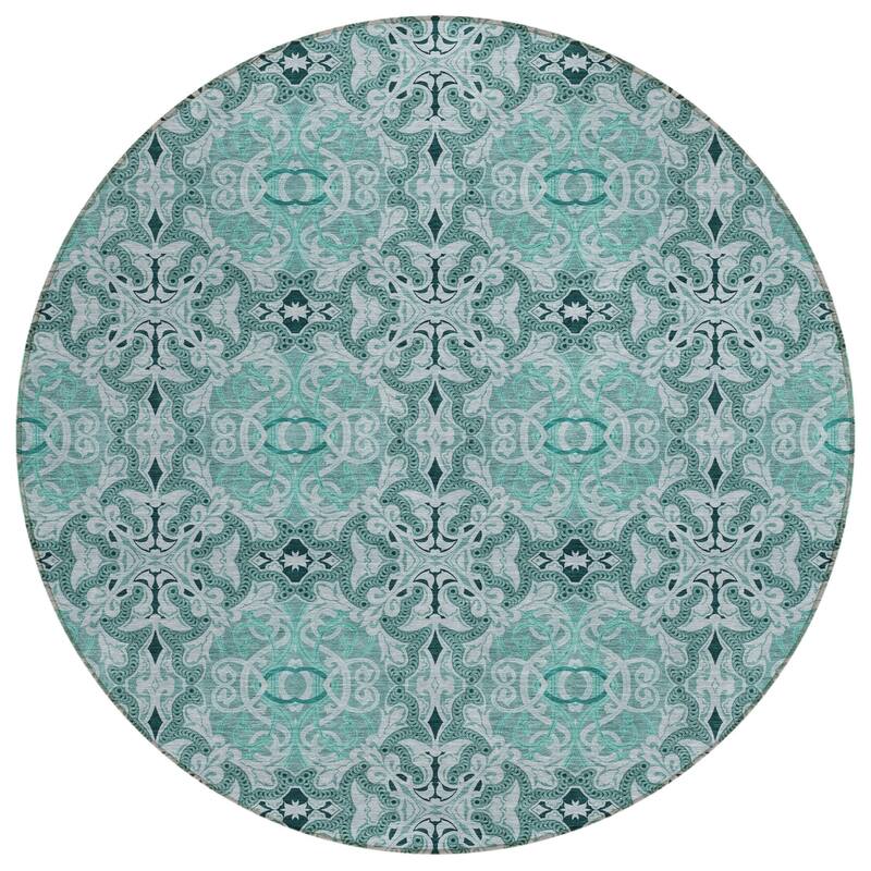 HomeRoots Medallion Transitional Rectangle Outdoor Rug