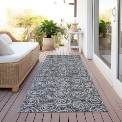 Machine Washable Indoor/ Outdoor Chantille Modern Bubbles Rug