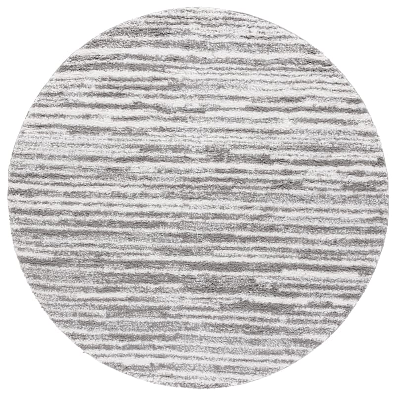 SAFAVIEH Rumi Shag Rosalee Shag Rug - 6'7" Round - Dark Grey/Ivory