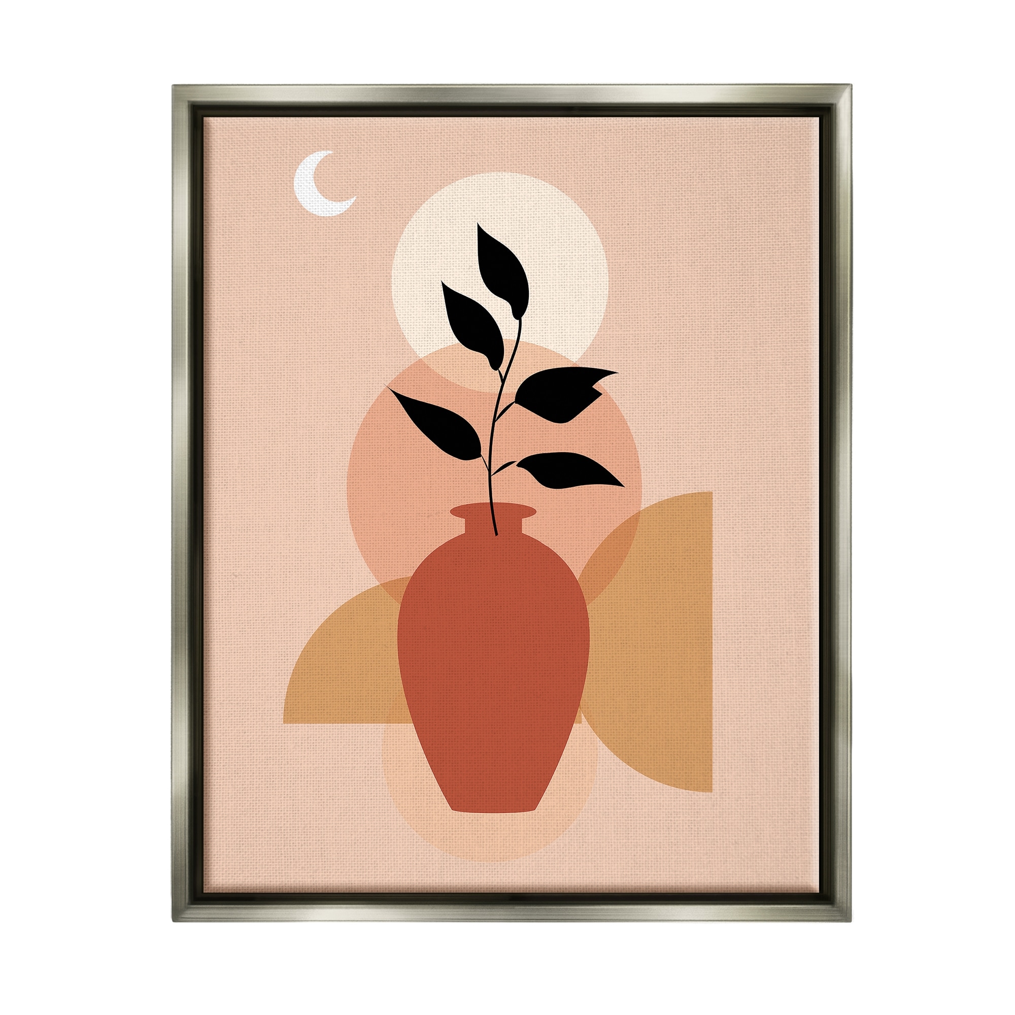 Stupell Boho Vase & Moon Framed Floater Canvas Wall Art Design by Arctic Frame