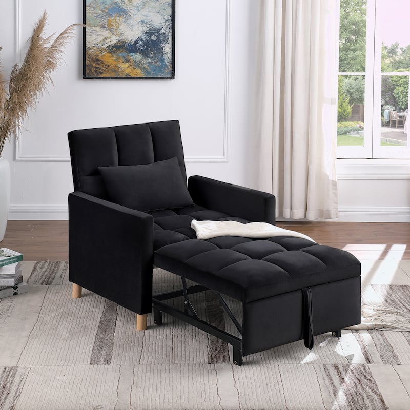 Modern Convertible Sleeper Sofa Chair Bed with Pillow