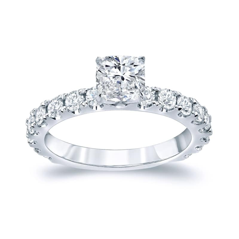 Auriya 14k Gold 1 3/4ctw Cushion-cut Diamond Engagement Ring Certified (H-I, SI1-SI2) - White - 4