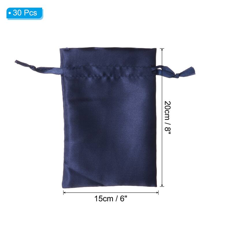 Satin Bags with Drawstring, 30 Pack 6x8 Inch Wedding Favor Bags - Dark Blue