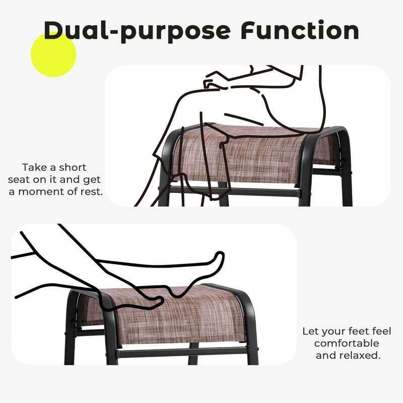 Steel-Framed Fabric Footstool – Versatile Indoor/Outdoor Footrest & Seat