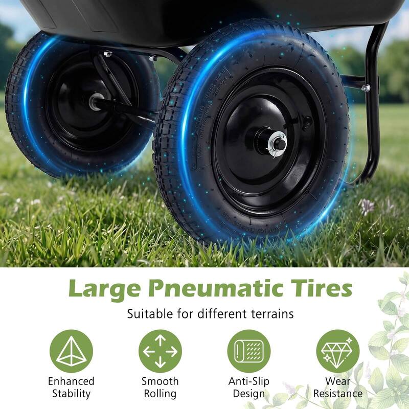 Costway 2 Tire Wheelbarrow Cart Heavy-duty Dolly Utility Cart