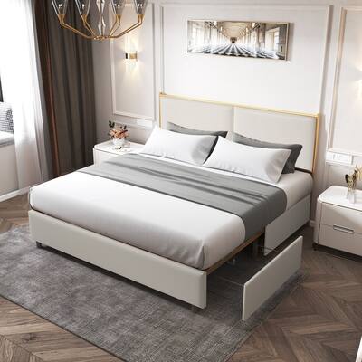 Classic Metal Platform bed with Four drawers