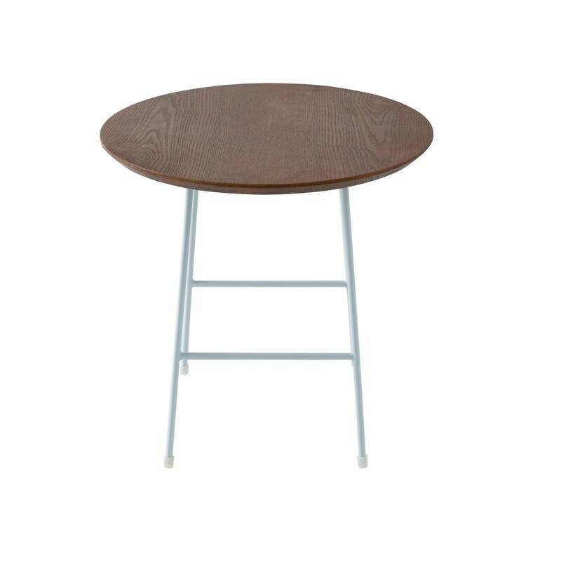 Rossmore Round Side Table MDF Wood Tabletop and White Stainless Steel Frame Accent End Tables