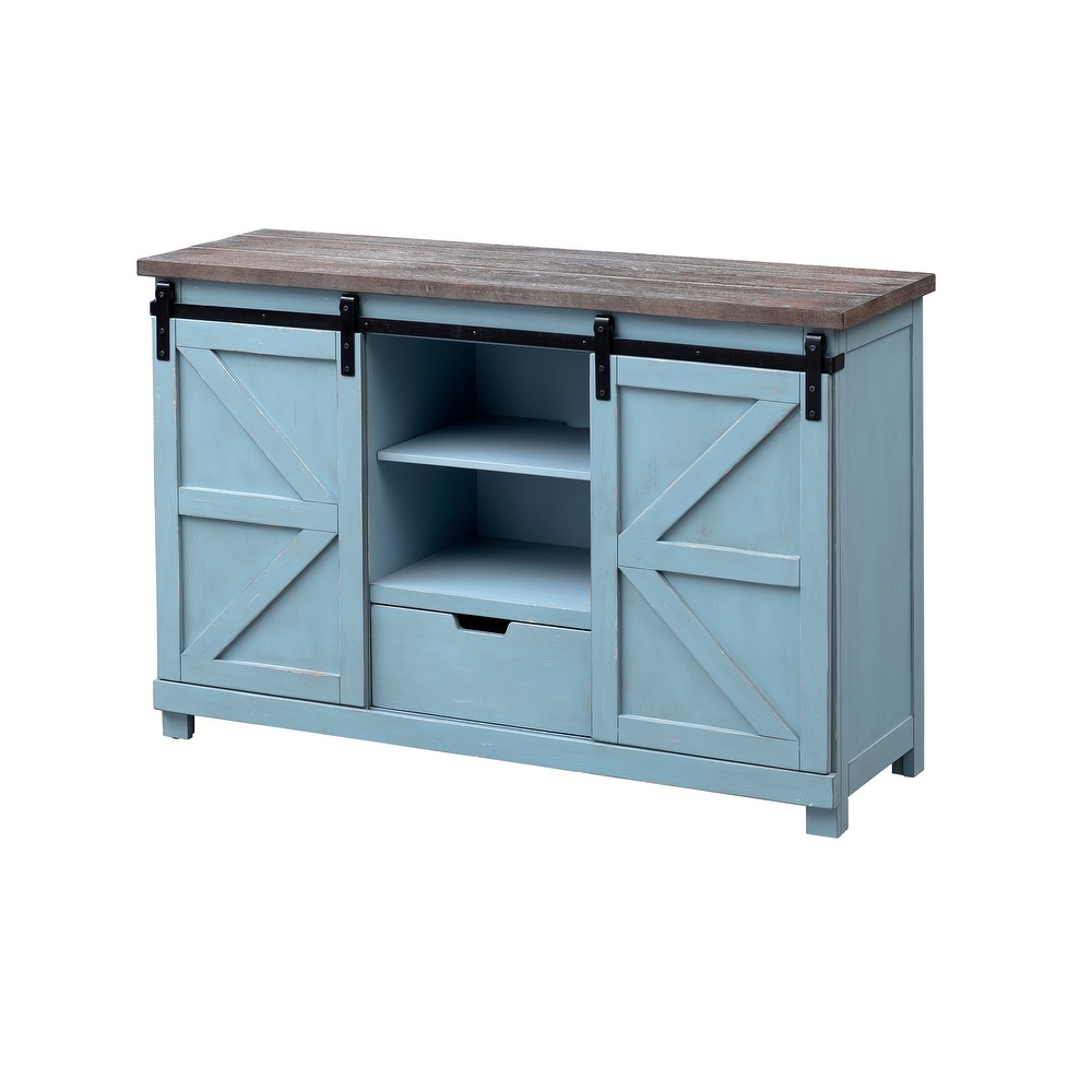 Somette  Two Sliding Door Two Drawer Credenza (Blue)