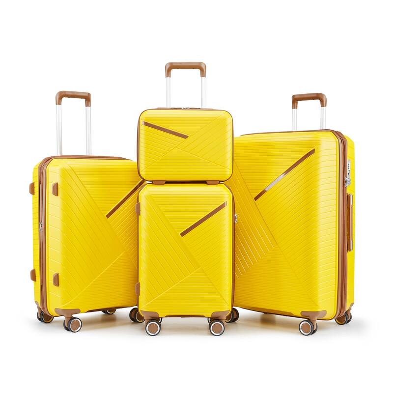 14/20/24/28 4-Piece, Modern Expandable Luggage Sets with 360 Mute Spinner Wheels and TSA Lock, for Boarding Travel, Yellow - Yellow