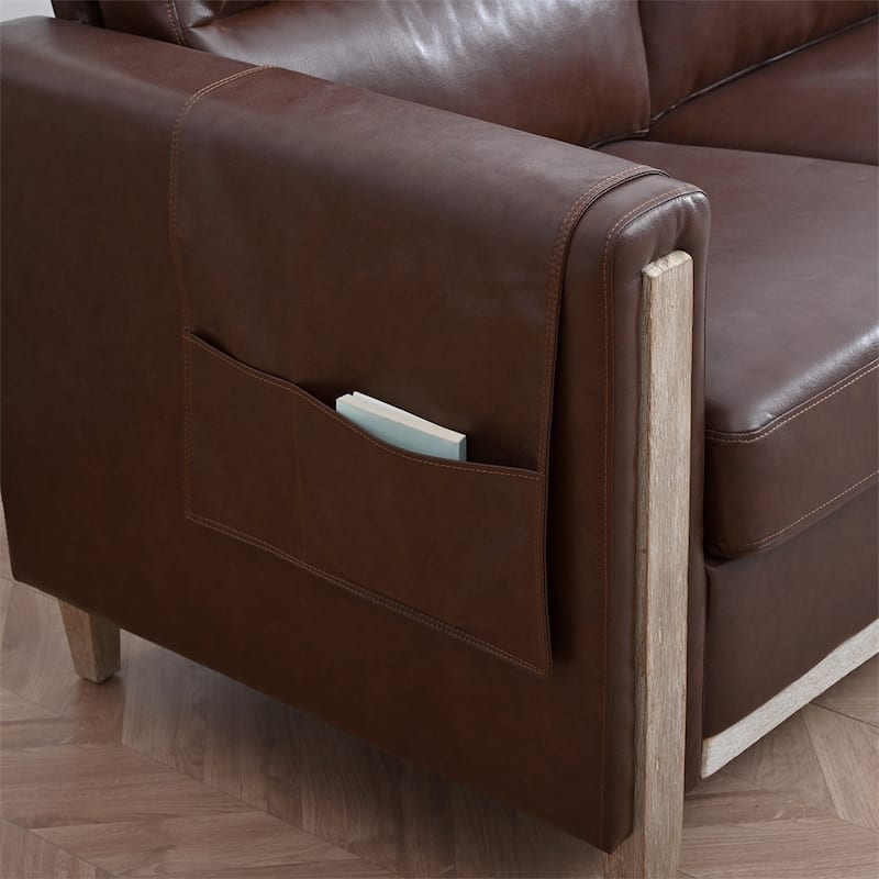 Comfortable Solid Wood Three-Seater Sofa with Soft Cushions