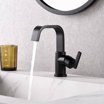 Luxier BSH14-S Single Handle Single Hole Bathroom Faucet with Drain