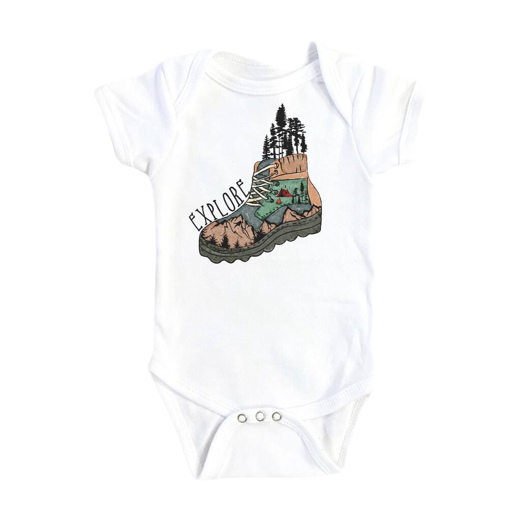 Explore Hiking Boot - Baby Boy Girl Clothes Infant Bodysuit Funny Cute Newborn