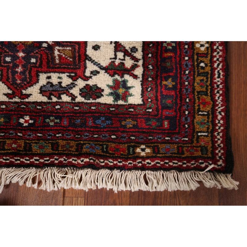 Tribal Gharajeh Persian Runner Rug Handmade Beige Wool Carpet - 2'7"x 9'7"