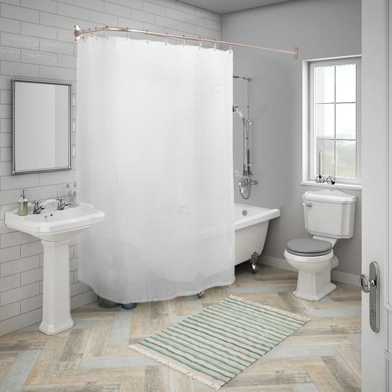 Utopia Alley Rustproof Wall Mounted Aluminum L-Shaped Corner Shower Curtain Rod,68 inch Size by 28 inch