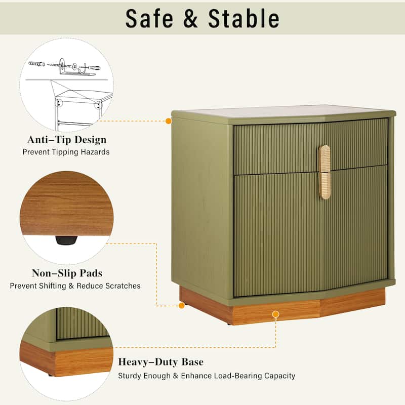 Christopher Knight Home - Silvio Nightstand with Manufactured Wood and Prism Silhouette
