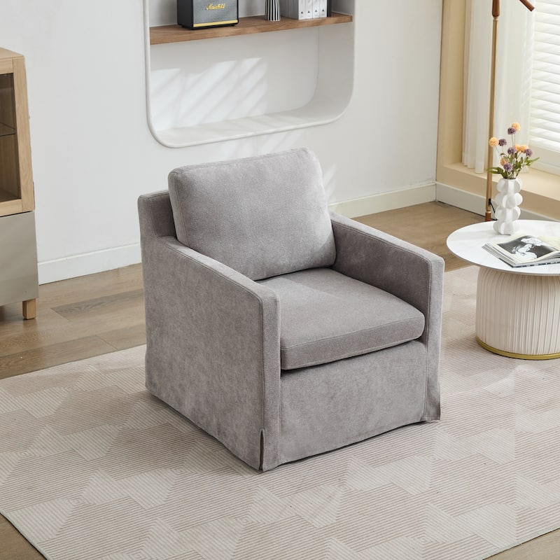 Modern 29.92" Chenille 360° Swivel Accent Chair with Solid Wood Frame and Removable Back Cushion