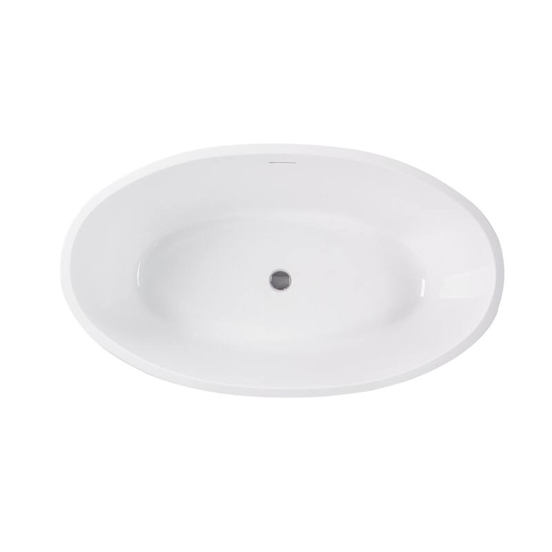 Vanity Art 69" Freestanding Acrylic Soaking Bathtub with Slotted Overflow & Pop-up Drain