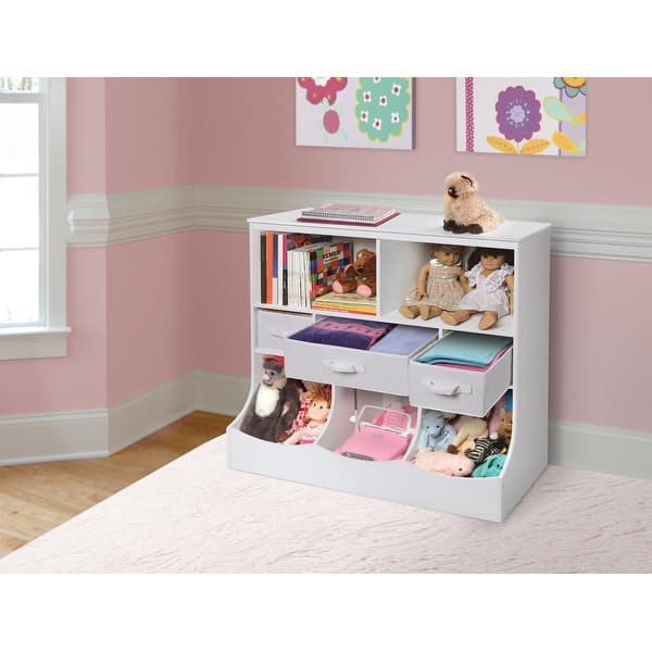 slide 2 of 27, Badger Basket Combo Bin Storage Unit with Three Baskets White/White Baskets