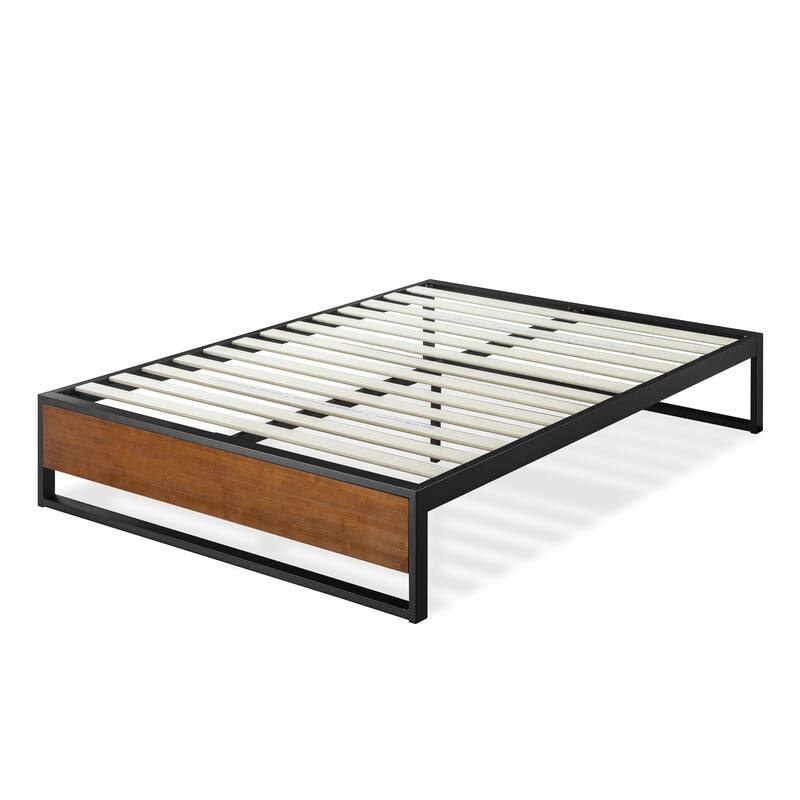Priage by ZINUS GOOD DESIG Winner 14 Inch Brown Metal and Bamboo Platforma Bed