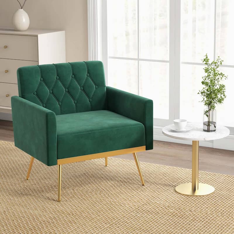 Modern Velvet Accent Chair Upholstered Single Sofa Chair Armchair