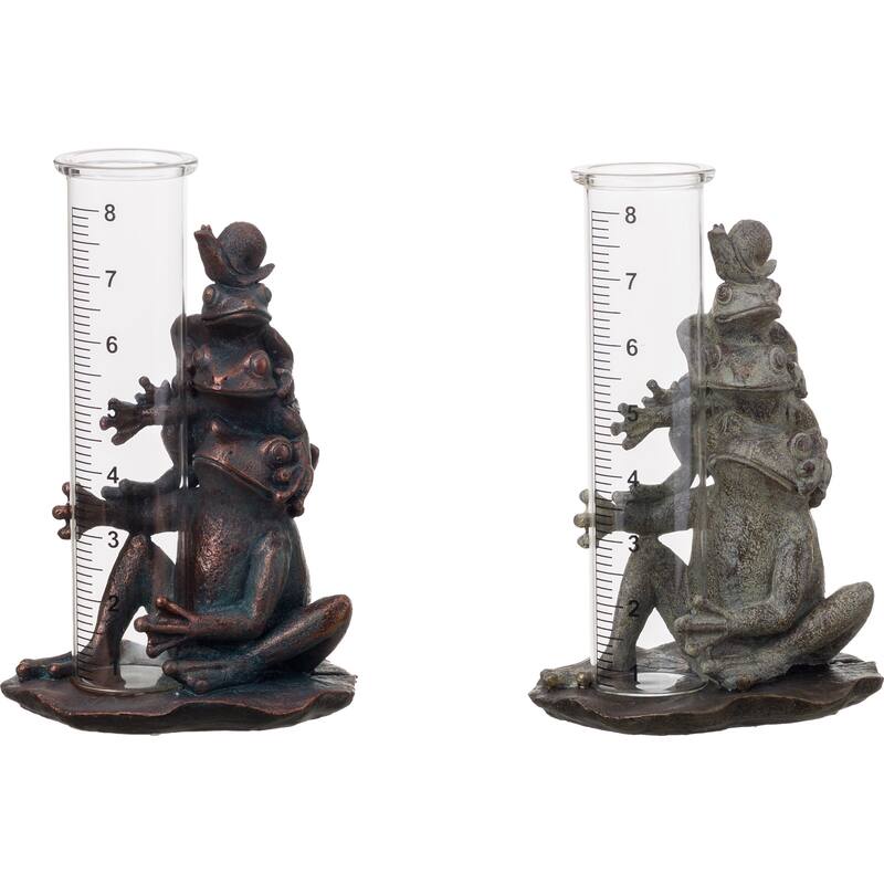 Transpac Resin Stacked Frogs Rain Gauge Set of 2 Spring Home Decorations