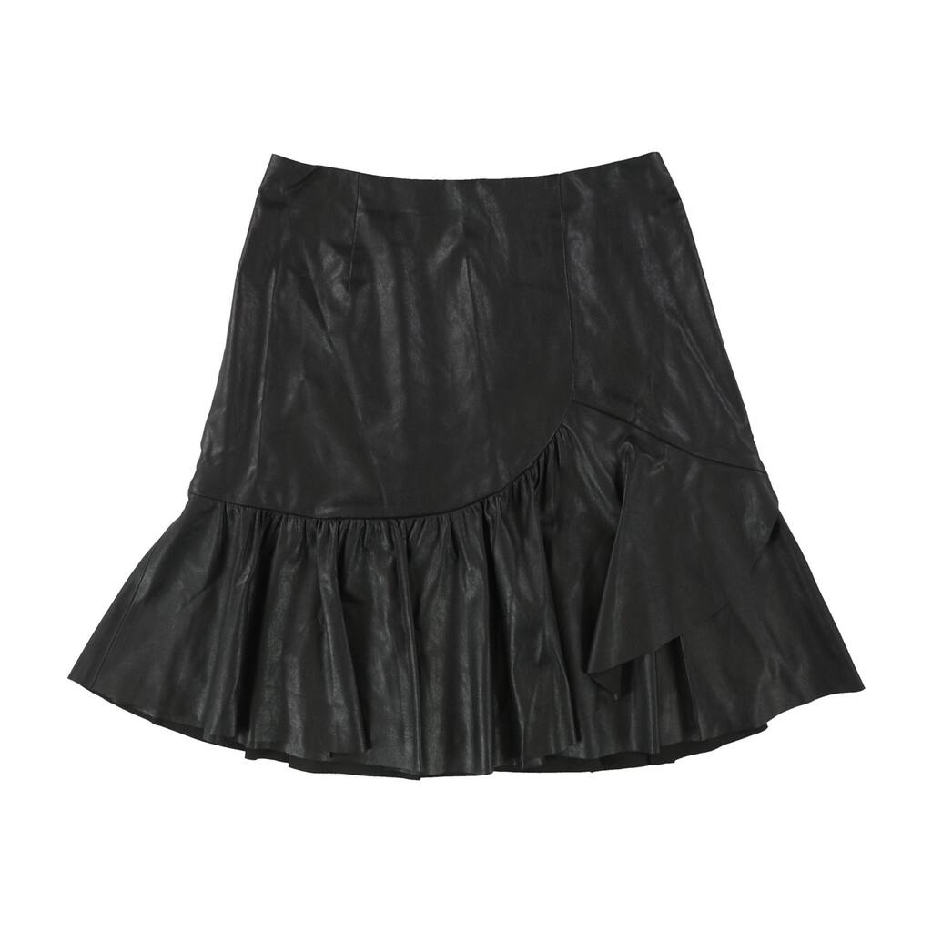 Rebecca Taylor Womens Faux Leather Flared Skirt,, Black, 0