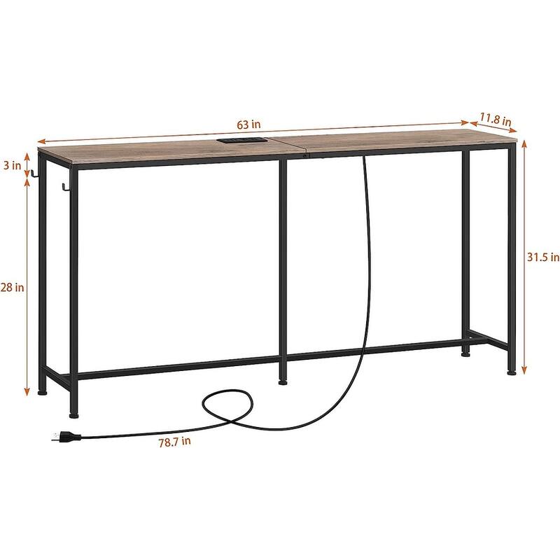 63 inch Console Table with Charging Station