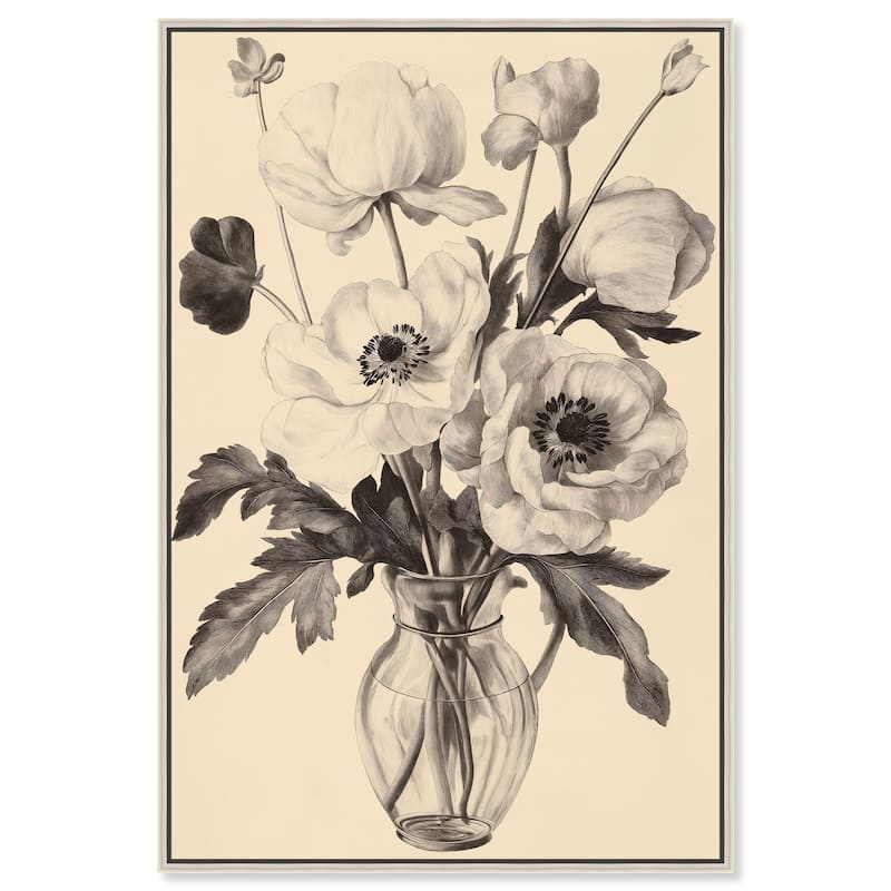 Herbarium's Hush III Canvas by Art Remedy - Silver - 36" x 54"
