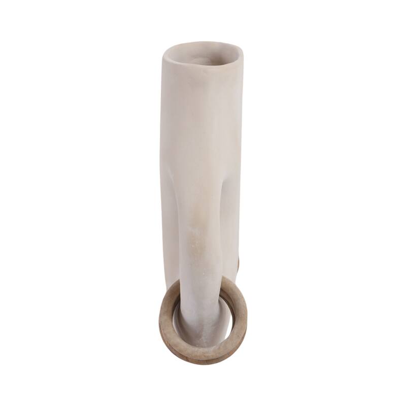 Pottery Vase Dual Ring Handles Sculptural Accent Handcrafted Form