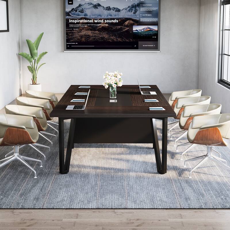 94-inch Large Conference Meeting Table with Two Cable Holes for Office - N/A