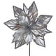 preview thumbnail 3 of 2, 24" Metallic Silver Poinsettia Floral Christmas Pick - 24
