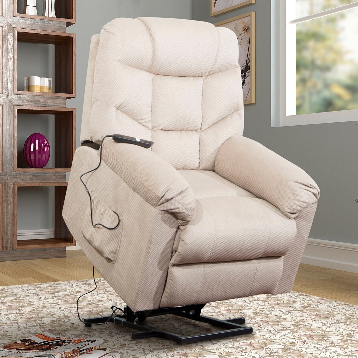 Merax Upholstered Power Lift Recliner Chair with Remote Control