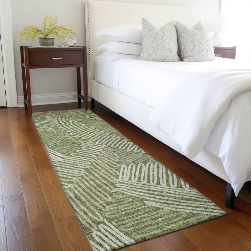 Machine Washable Indoor/ Outdoor Chantille Contemporary Squiggles Rug