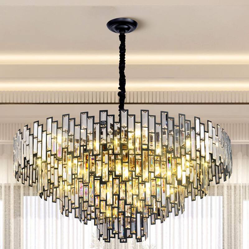 KAYLA 24in Chandelier 10-Light Crystal Chandelier - 980 - Black
