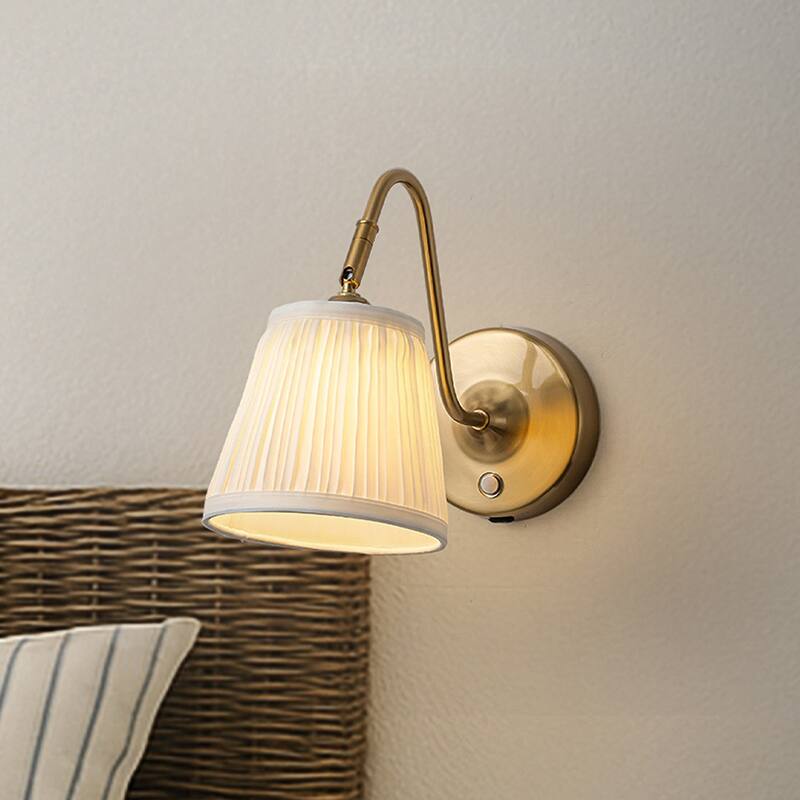 W6" Battery Operated Wall Sconces Dimmable Integrated LED Rechargeable Cordless Swing Head Wall Lamp for Bedroom - Vintage Brass