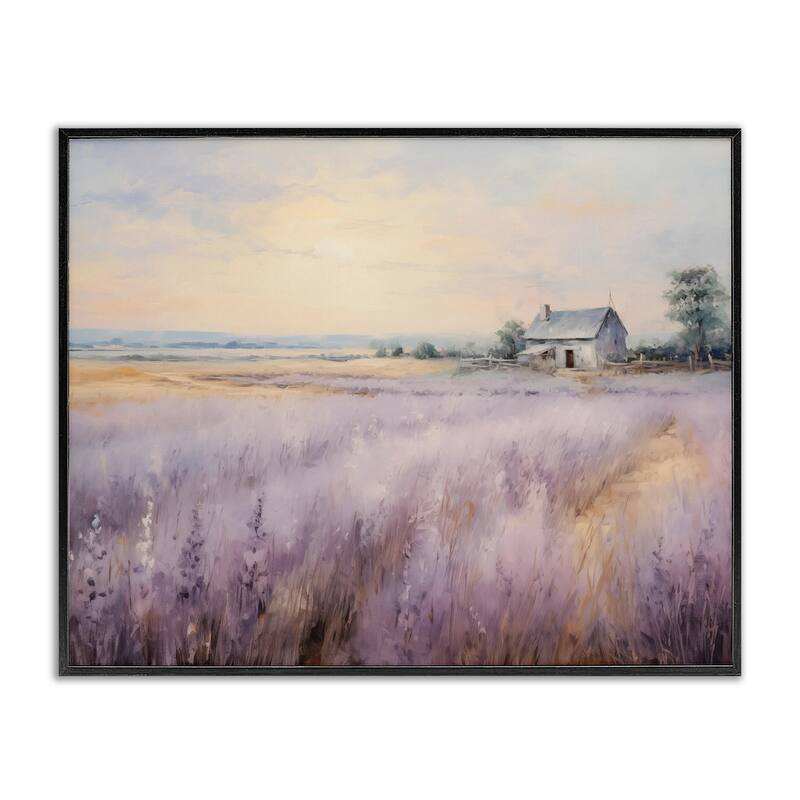 Stupell Lavender Farm Fields Framed Giclee Art Design By Arlington Prints - 20 x 16 - Black