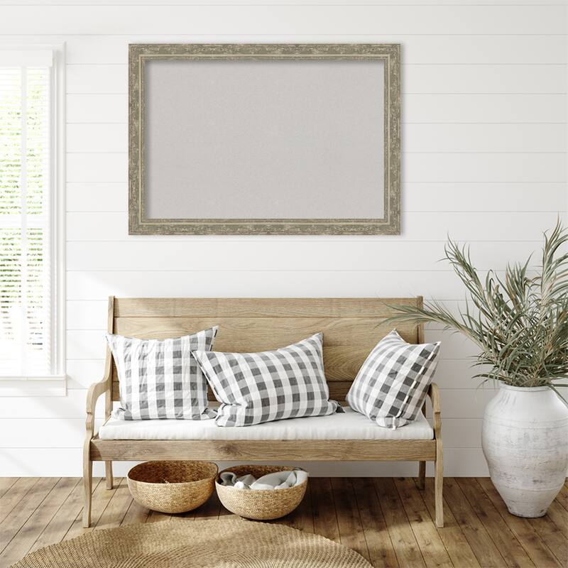 Filigree Silver Framed Cork Board - Bulletin Board, Organization Board, Pin Board