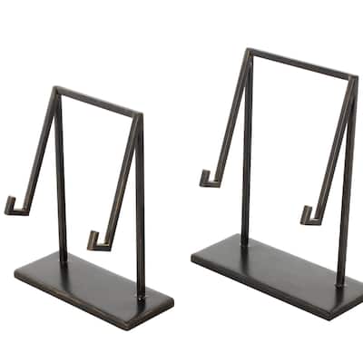 Metal Modern Abstract Easel - Set of 2 Black - Roche River Decor - 4"W x 9"L x 11"H