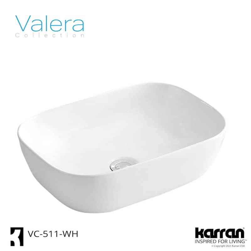 Karran Valera 20" Vitreous China Vessel Bathroom Sink in White