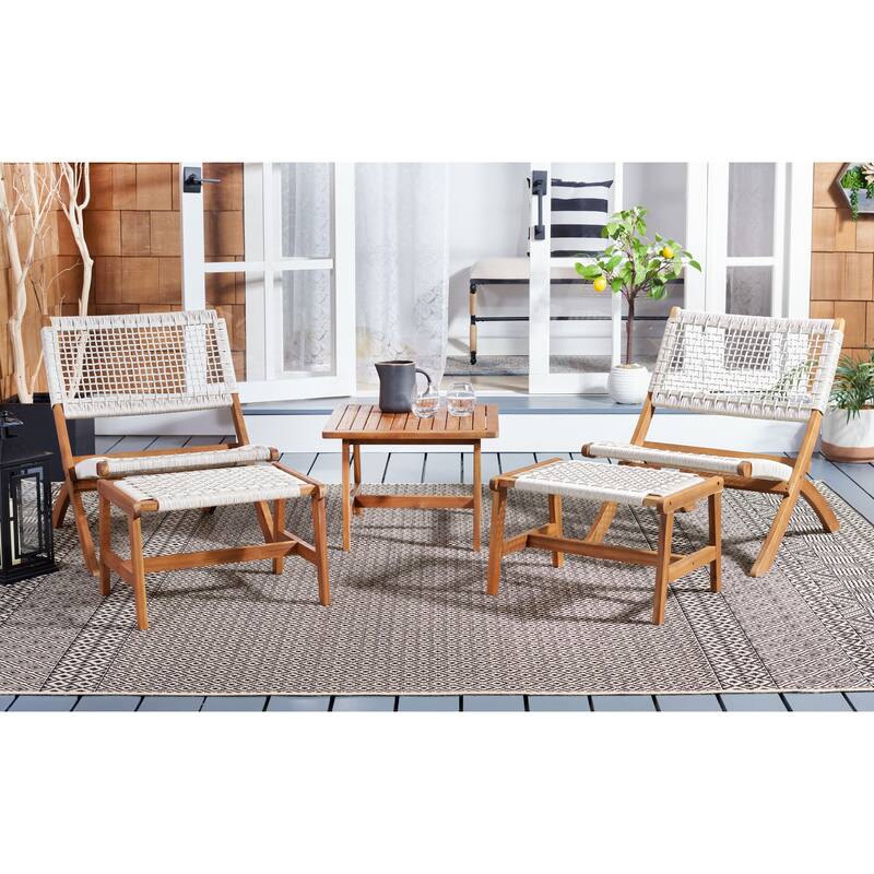 SAFAVIEH Lissy Acacia/ Rope Outdoor Chair & Table Set - 24W x 28D x 31H