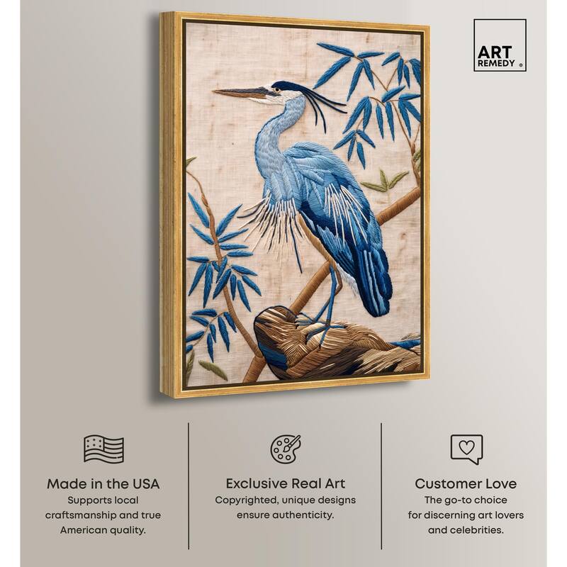 Needlework Heron Canvas by Art Remedy