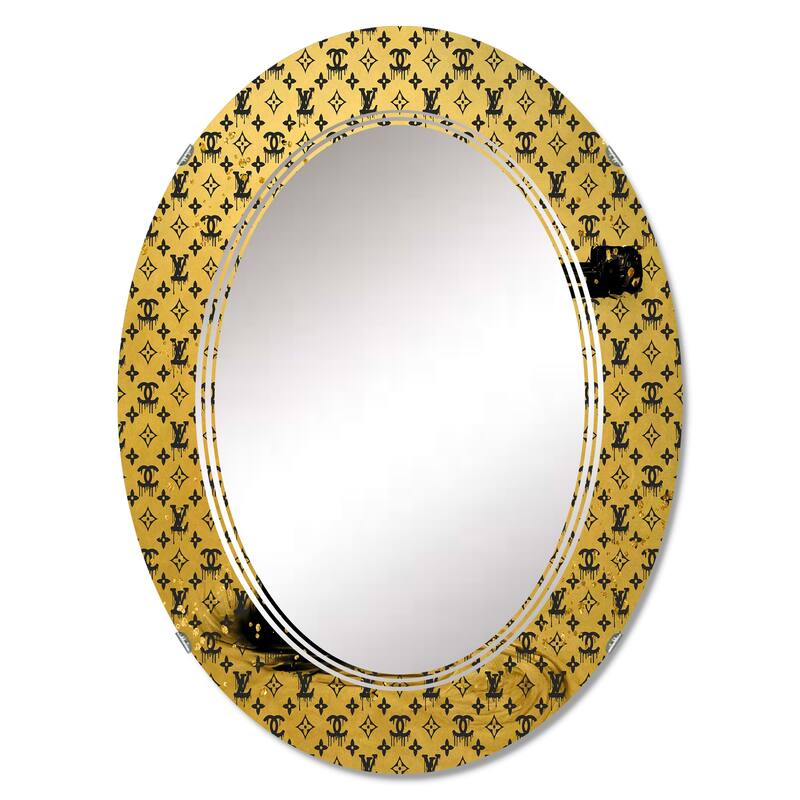 Designart 'Gold Designer Pistol II' Printed Fashion Gun Wall Mirror