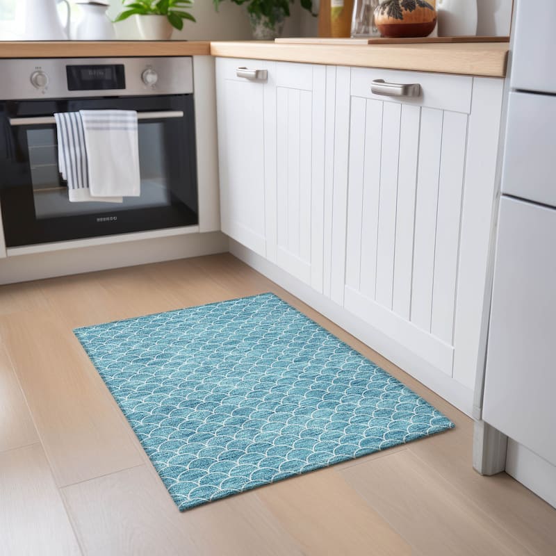 Machine Washable Indoor/ Outdoor Chantille Modern Geo Rug