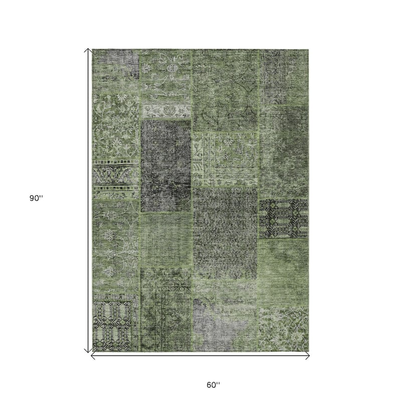 HomeRoots Patchwork Transitional Rectangle Outdoor Rug