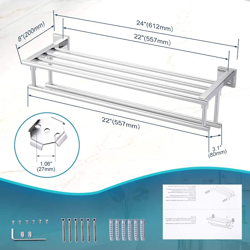 WOWOW Two Towel Holders Wall mounted Towel Rack