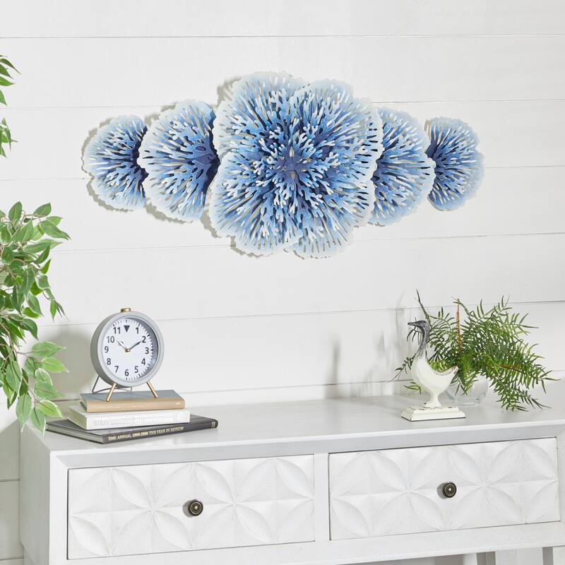 Blue Metal 3D Floral Home Wall Decor