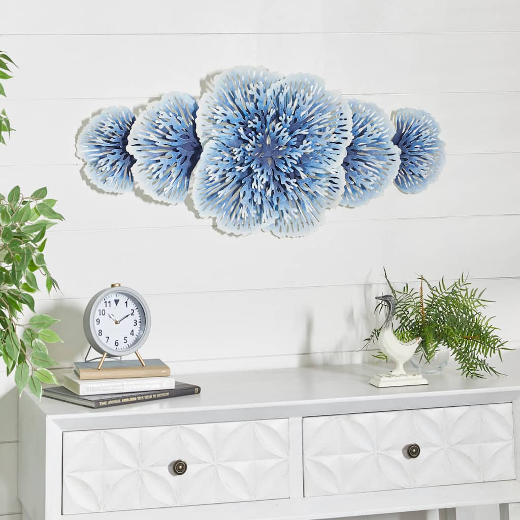 Blue Metal 3D Floral Home Wall Decor