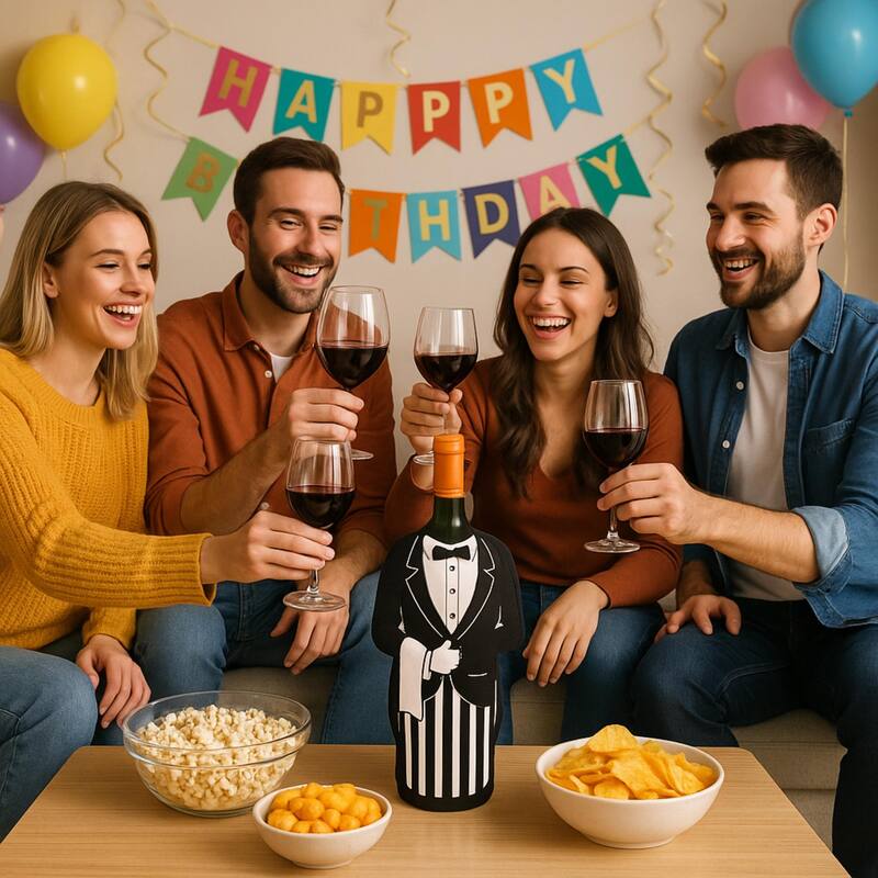 Creative Home Neoprene Butler Shape Single Wine Bottle Cover Jacket, Wine Chiller Jacket